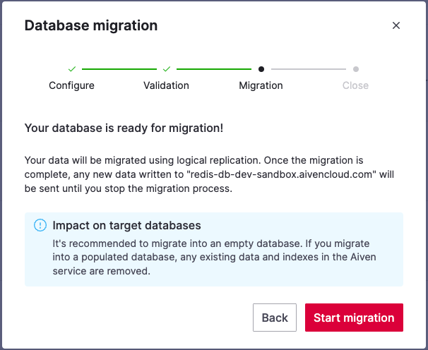 Start database migration